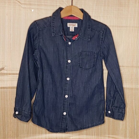 Cat & Jack Other - Cat & Jack Girls Denim Look Blue Long Sleeve Button Down Shirt 4T